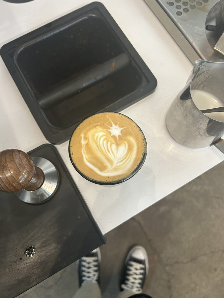 cortado with heart and star